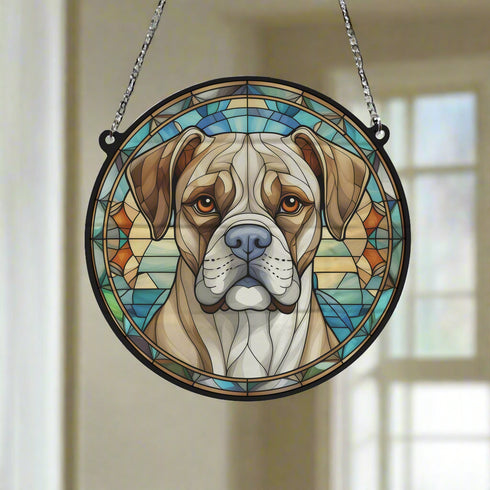 Boxer Stained Glass Effect Suncatcher